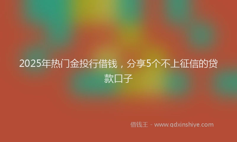 2025年热门金投行借钱，分享5个不上征信的贷款口子