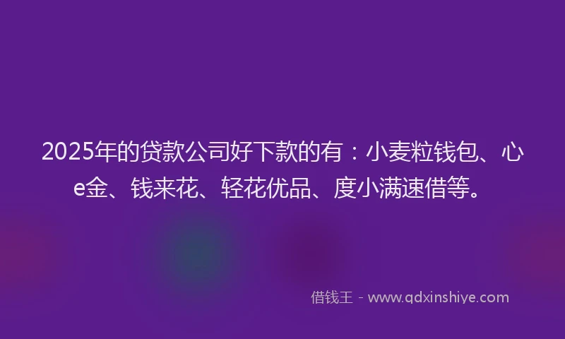 2025年的贷款公司好下款的有：小麦粒钱包、心e金、钱来花、轻花优品、度小满速借等。