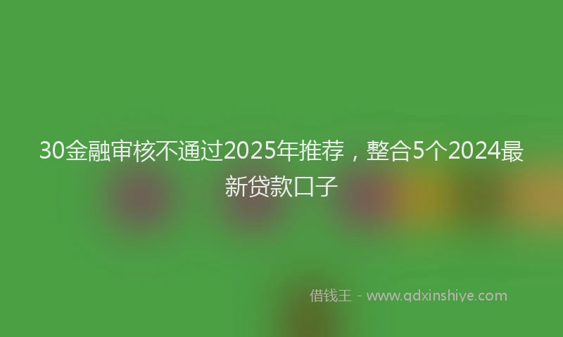 30金融审核不通过2025年推荐，整合5个2024最新贷款口子