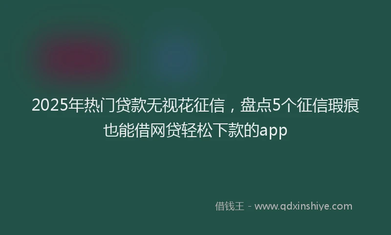 2025年热门贷款无视花征信，盘点5个征信瑕疵也能借网贷轻松下款的app