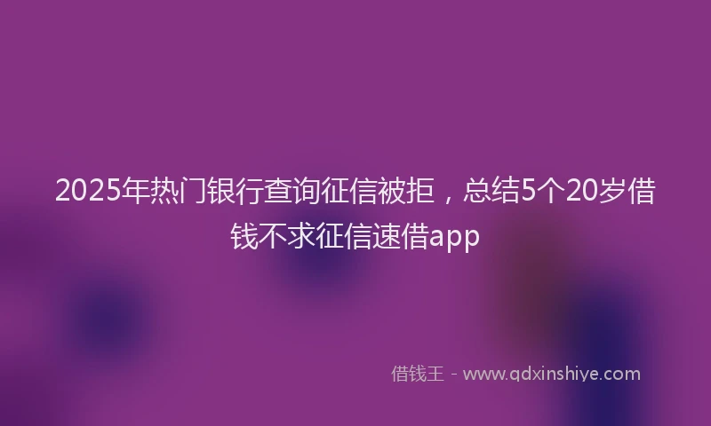 2025年热门银行查询征信被拒，总结5个20岁借钱不求征信速借app