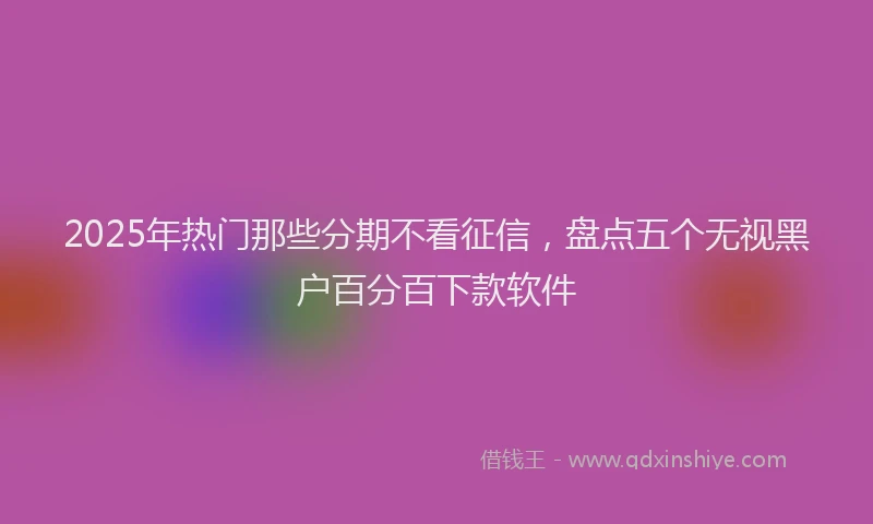 2025年热门那些分期不看征信，盘点五个无视黑户百分百下款软件