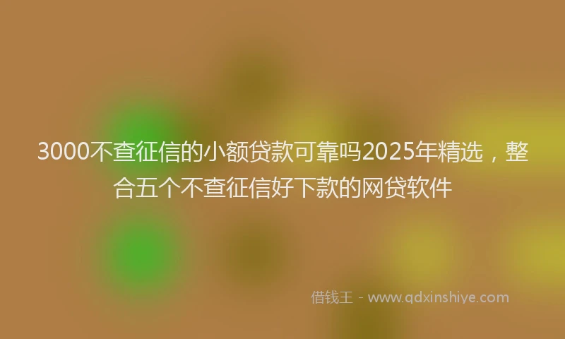 3000不查征信的小额贷款可靠吗2025年精选，整合五个不查征信好下款的网贷软件