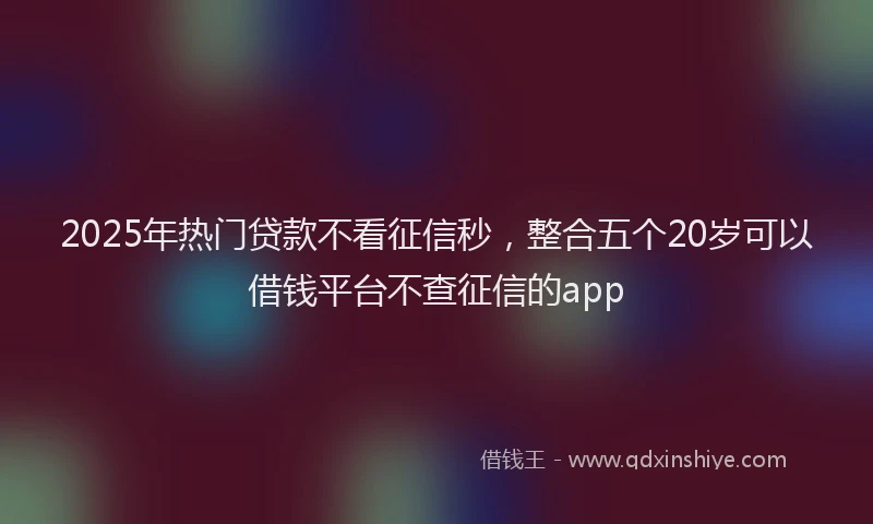 2025年热门贷款不看征信秒，整合五个20岁可以借钱平台不查征信的app