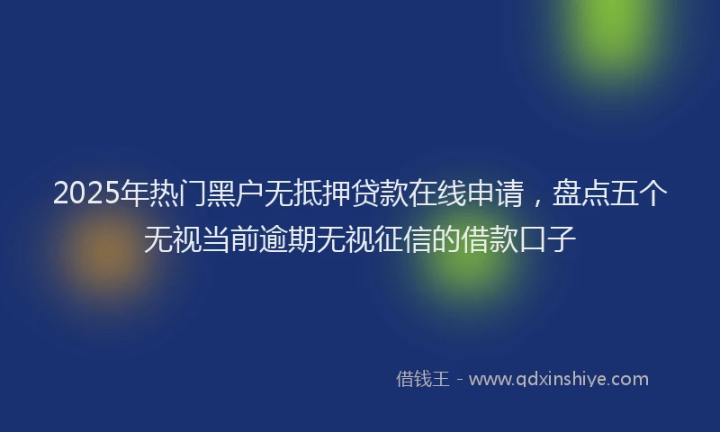 2025年热门黑户无抵押贷款在线申请，盘点五个无视当前逾期无视征信的借款口子
