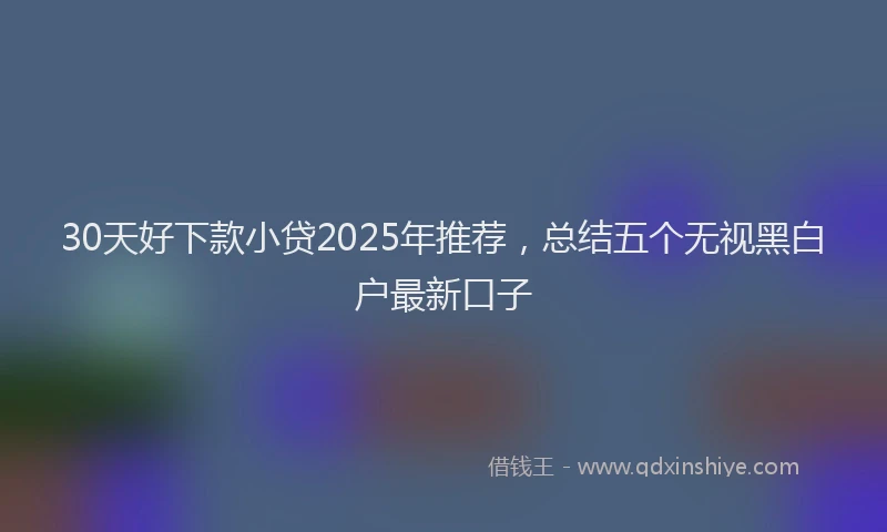30天好下款小贷2025年推荐，总结五个无视黑白户最新口子