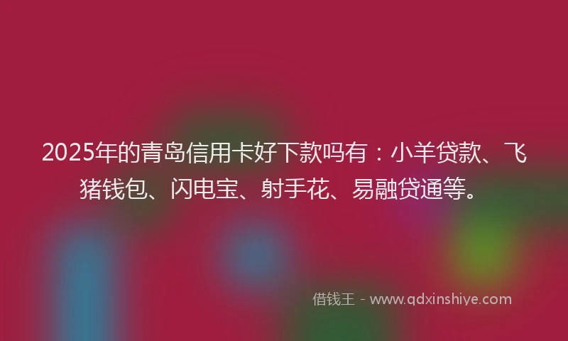 2025年的青岛信用卡好下款吗有：小羊贷款、飞猪钱包、闪电宝、射手花、易融贷通等。