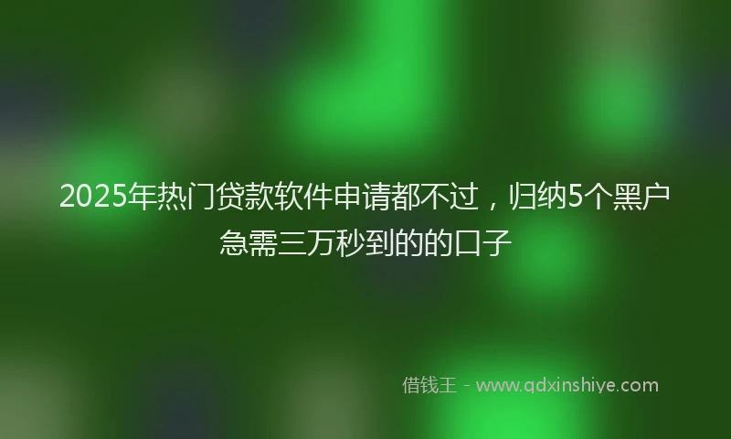2025年热门贷款软件申请都不过，归纳5个黑户急需三万秒到的的口子