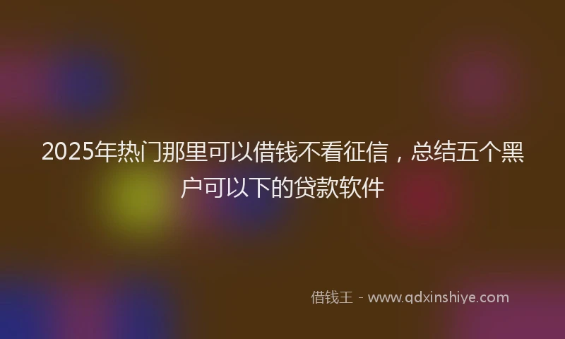 2025年热门那里可以借钱不看征信，总结五个黑户可以下的贷款软件