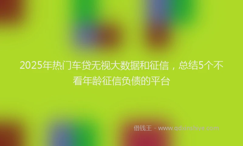 2025年热门车贷无视大数据和征信，总结5个不看年龄征信负债的平台