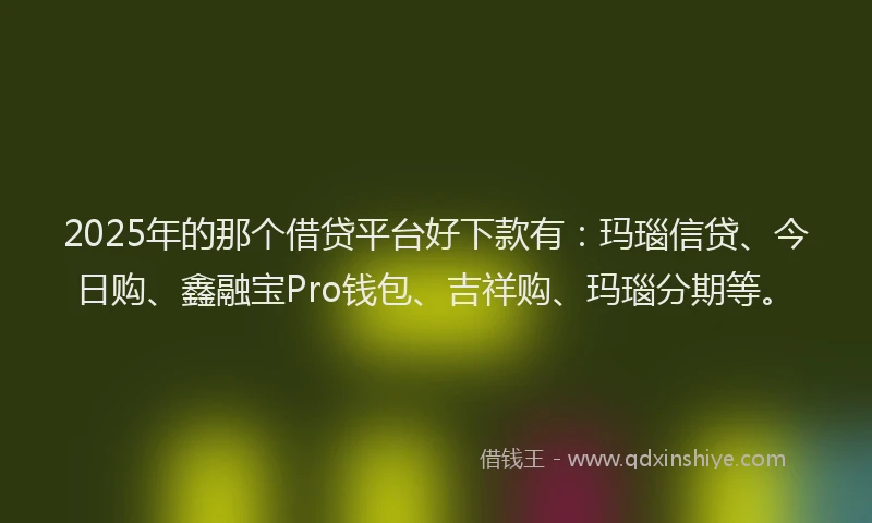 2025年的那个借贷平台好下款有：玛瑙信贷、今日购、鑫融宝Pro钱包、吉祥购、玛瑙分期等。
