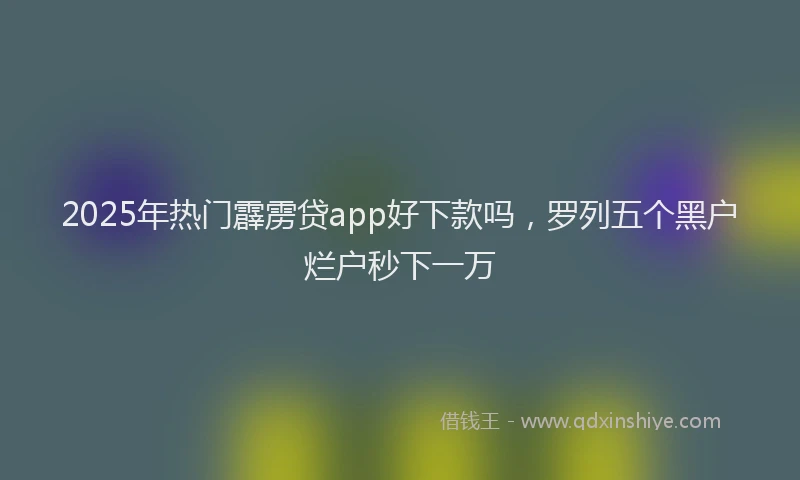 2025年热门霹雳贷app好下款吗，罗列五个黑户烂户秒下一万
