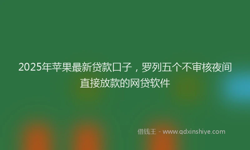 2025年苹果最新贷款口子，罗列五个不审核夜间直接放款的网贷软件