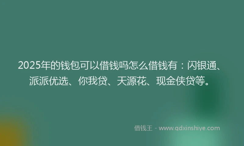 2025年的钱包可以借钱吗怎么借钱有：闪银通、派派优选、你我贷、天源花、现金侠贷等。