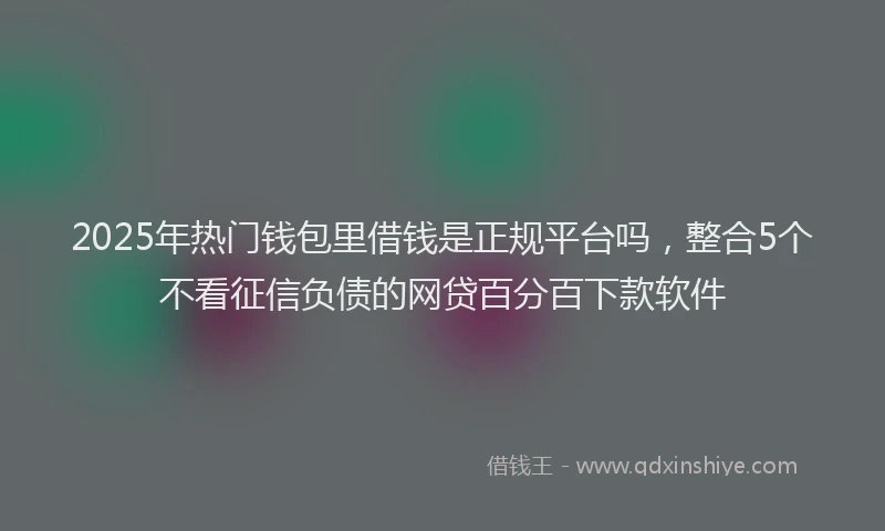 2025年热门钱包里借钱是正规平台吗，整合5个不看征信负债的网贷百分百下款软件