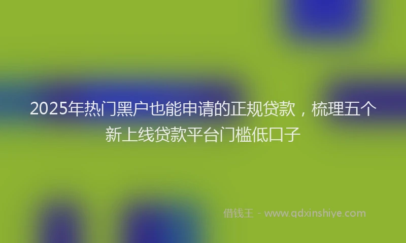 2025年热门黑户也能申请的正规贷款，梳理五个新上线贷款平台门槛低口子
