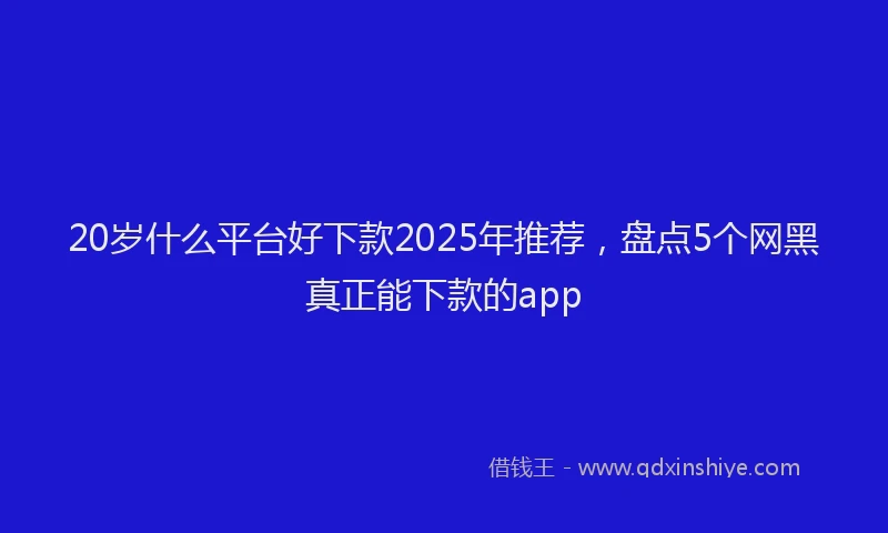 20岁什么平台好下款2025年推荐，盘点5个网黑真正能下款的app