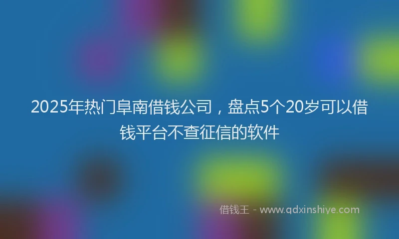 2025年热门阜南借钱公司，盘点5个20岁可以借钱平台不查征信的软件