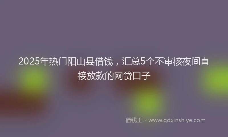 2025年热门阳山县借钱，汇总5个不审核夜间直接放款的网贷口子