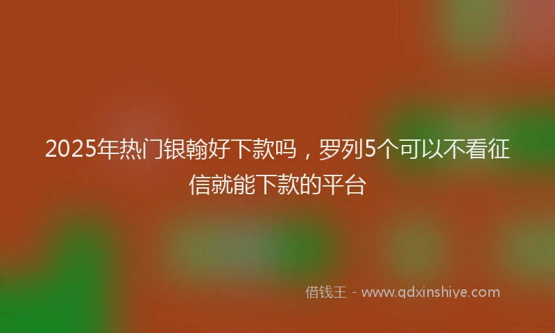 2025年热门银翰好下款吗，罗列5个可以不看征信就能下款的平台