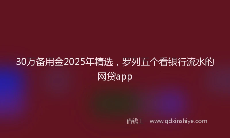 30万备用金2025年精选，罗列五个看银行流水的网贷app