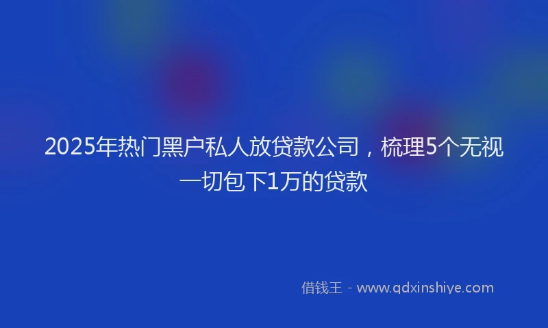 2025年热门黑户私人放贷款公司，梳理5个无视一切包下1万的贷款