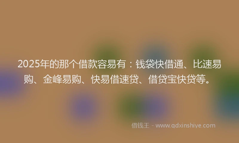 2025年的那个借款容易有：钱袋快借通、比速易购、金峰易购、快易借速贷、借贷宝快贷等。