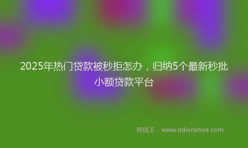 2025年热门贷款被秒拒怎办，归纳5个最新秒批小额贷款平台