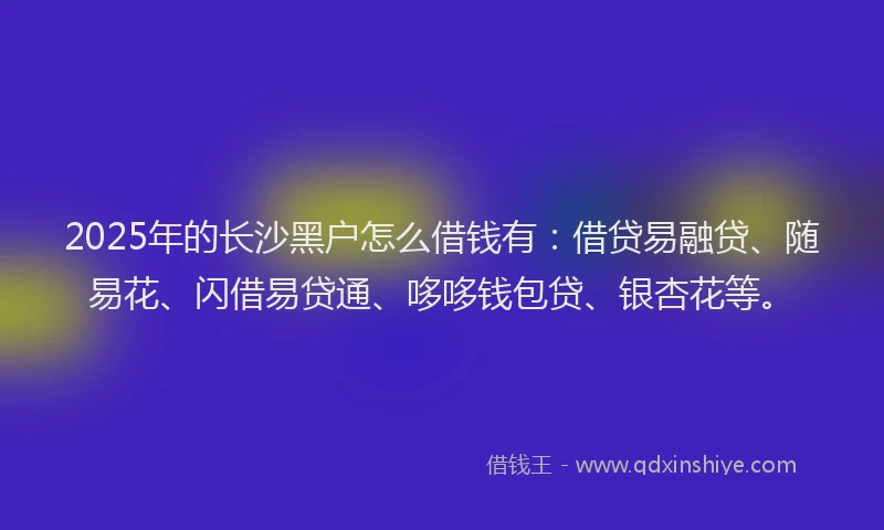 2025年的长沙黑户怎么借钱有：借贷易融贷、随易花、闪借易贷通、哆哆钱包贷、银杏花等。