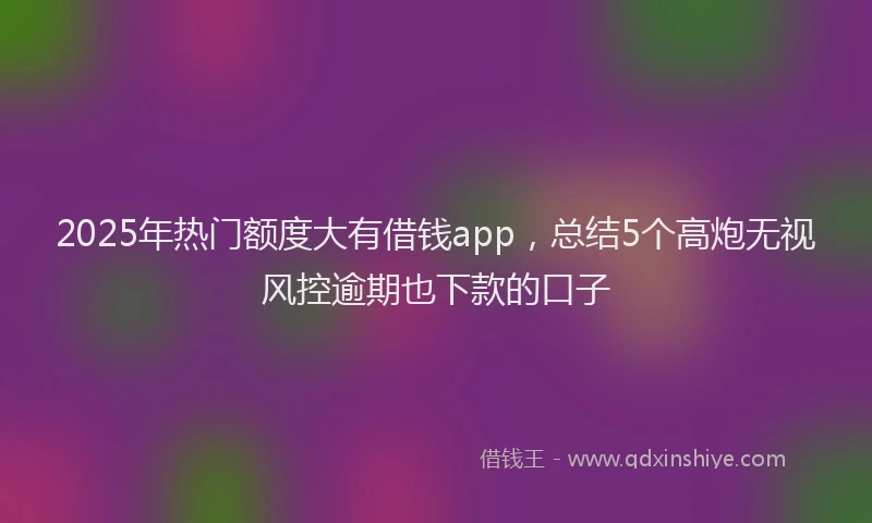 2025年热门额度大有借钱app，总结5个高炮无视风控逾期也下款的口子