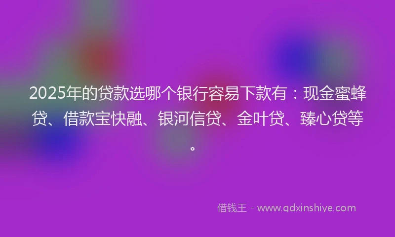 2025年的贷款选哪个银行容易下款有：现金蜜蜂贷、借款宝快融、银河信贷、金叶贷、臻心贷等。
