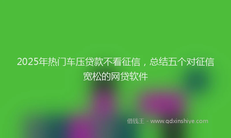 2025年热门车压贷款不看征信，总结五个对征信宽松的网贷软件