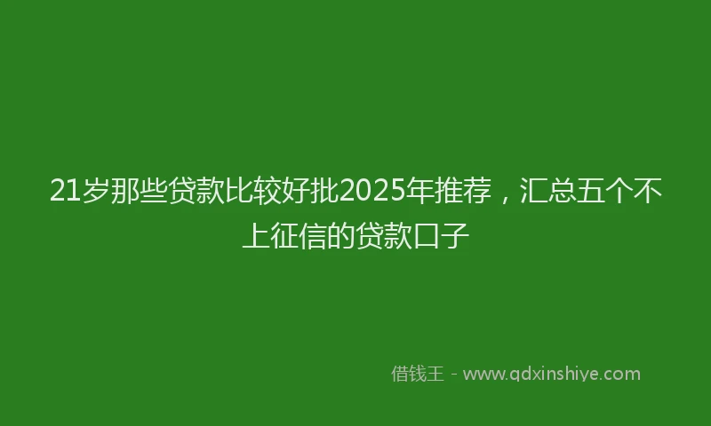 21岁那些贷款比较好批2025年推荐，汇总五个不上征信的贷款口子
