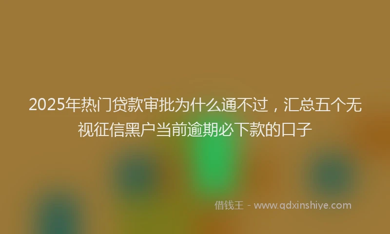 2025年热门贷款审批为什么通不过，汇总五个无视征信黑户当前逾期必下款的口子