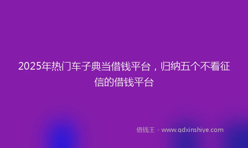 2025年热门车子典当借钱平台，归纳五个不看征信的借钱平台
