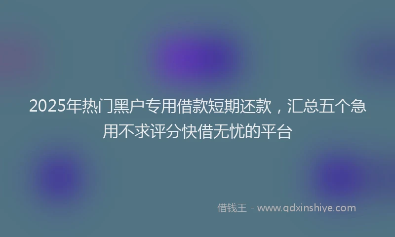 2025年热门黑户专用借款短期还款，汇总五个急用不求评分快借无忧的平台