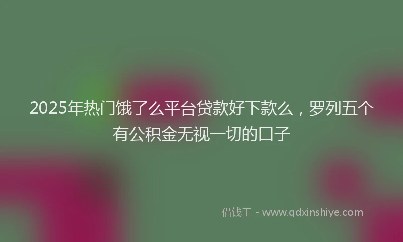 2025年热门饿了么平台贷款好下款么，罗列五个有公积金无视一切的口子