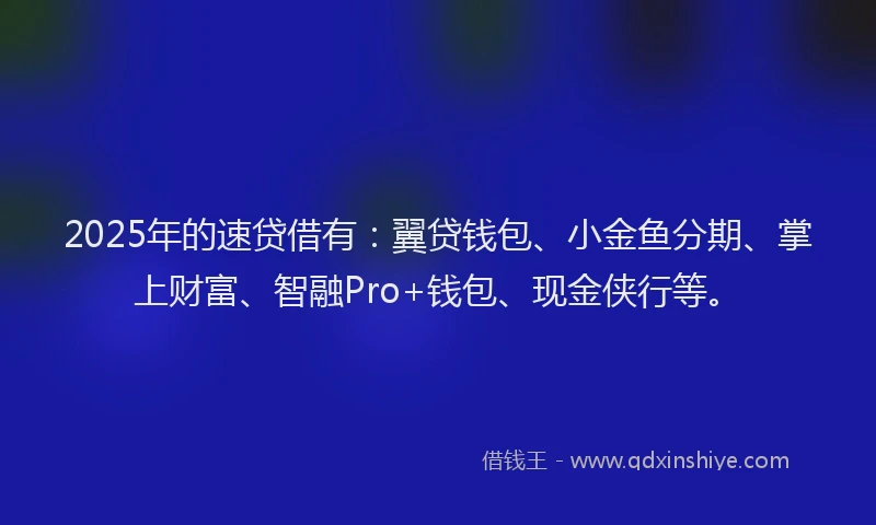 2025年的速贷借有：翼贷钱包、小金鱼分期、掌上财富、智融Pro+钱包、现金侠行等。