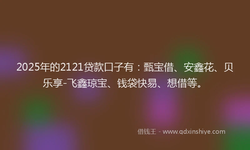 2025年的2121贷款口子有：甄宝借、安鑫花、贝乐享-飞鑫琼宝、钱袋快易、想借等。