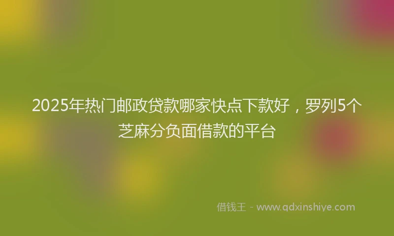 2025年热门邮政贷款哪家快点下款好，罗列5个芝麻分负面借款的平台