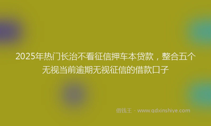 2025年热门长治不看征信押车本贷款，整合五个无视当前逾期无视征信的借款口子