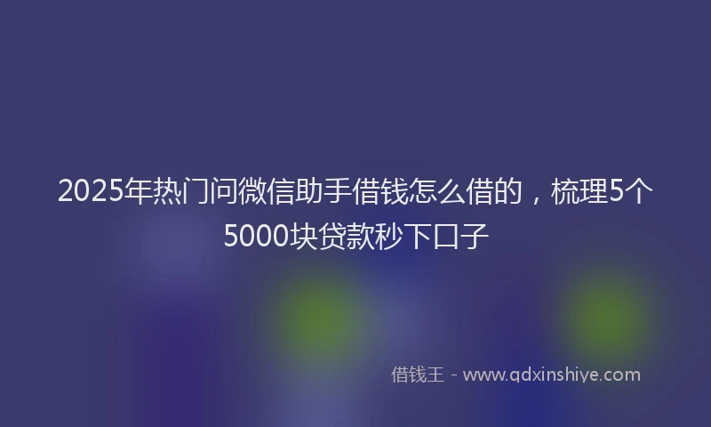 2025年热门问微信助手借钱怎么借的，梳理5个5000块贷款秒下口子