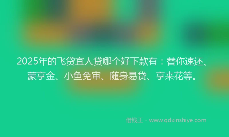2025年的飞贷宜人贷哪个好下款有：替你速还、蒙享金、小鱼免审、随身易贷、享来花等。