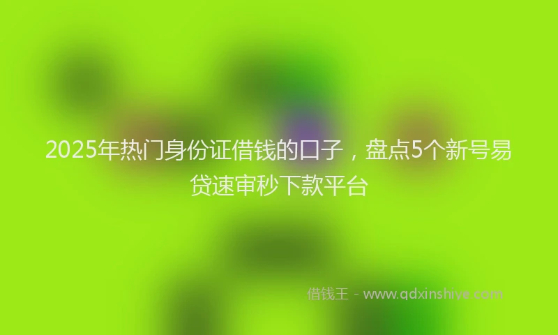 2025年热门身份证借钱的口子，盘点5个新号易贷速审秒下款平台
