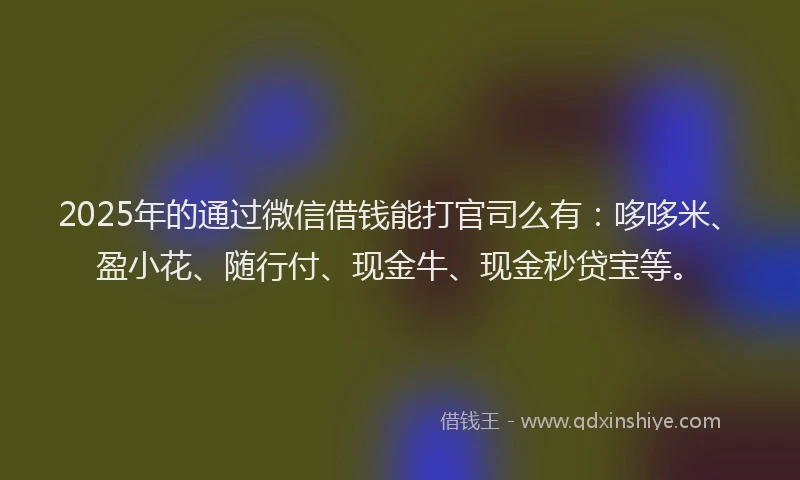 2025年的通过微信借钱能打官司么有：哆哆米、盈小花、随行付、现金牛、现金秒贷宝等。
