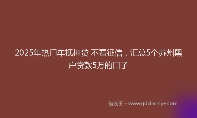 2025年热门车抵押贷 不看征信，汇总5个苏州黑户贷款5万的口子