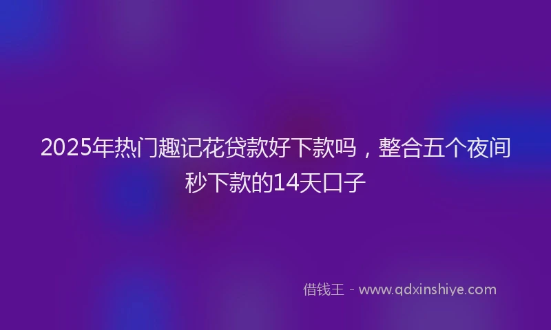2025年热门趣记花贷款好下款吗，整合五个夜间秒下款的14天口子