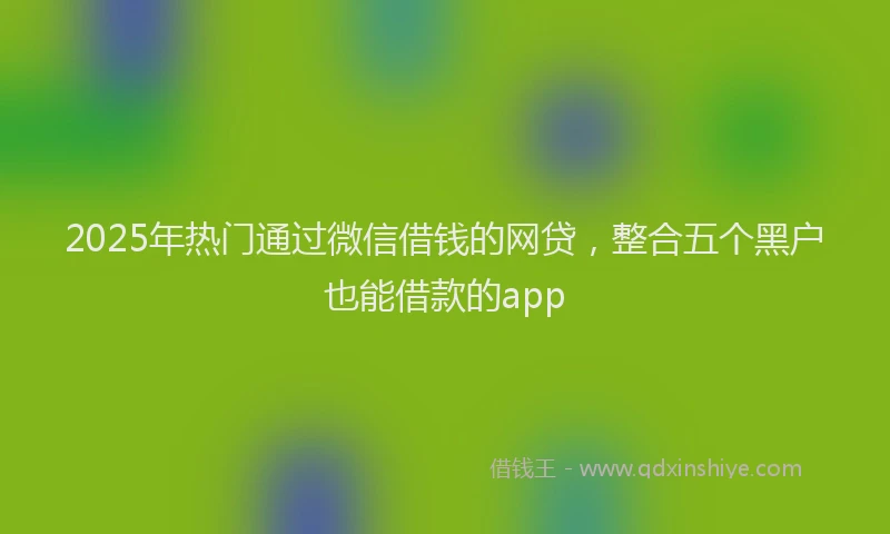 2025年热门通过微信借钱的网贷，整合五个黑户也能借款的app