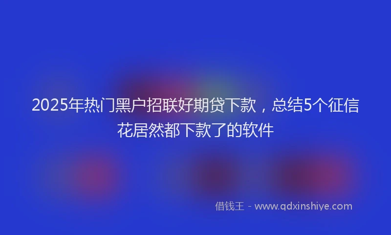 2025年热门黑户招联好期贷下款，总结5个征信花居然都下款了的软件