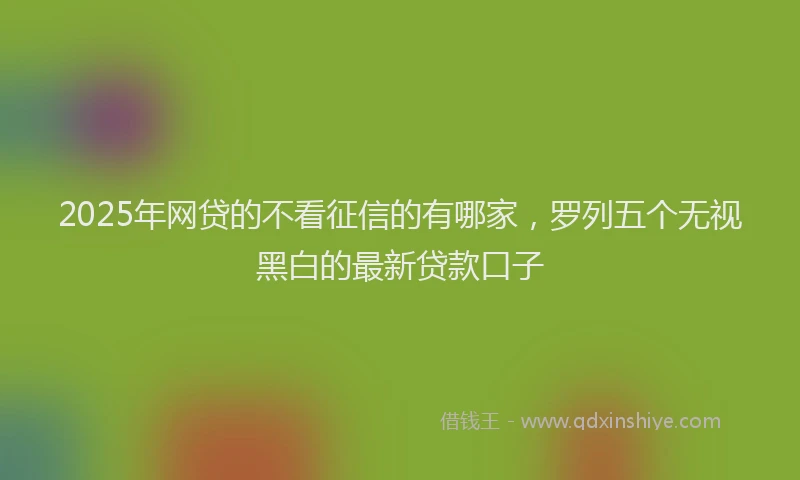 2025年网贷的不看征信的有哪家，罗列五个无视黑白的最新贷款口子
